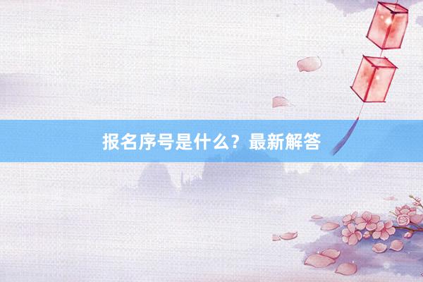 报名序号是什么？最新解答