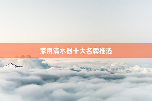 家用清水器十大名牌推选